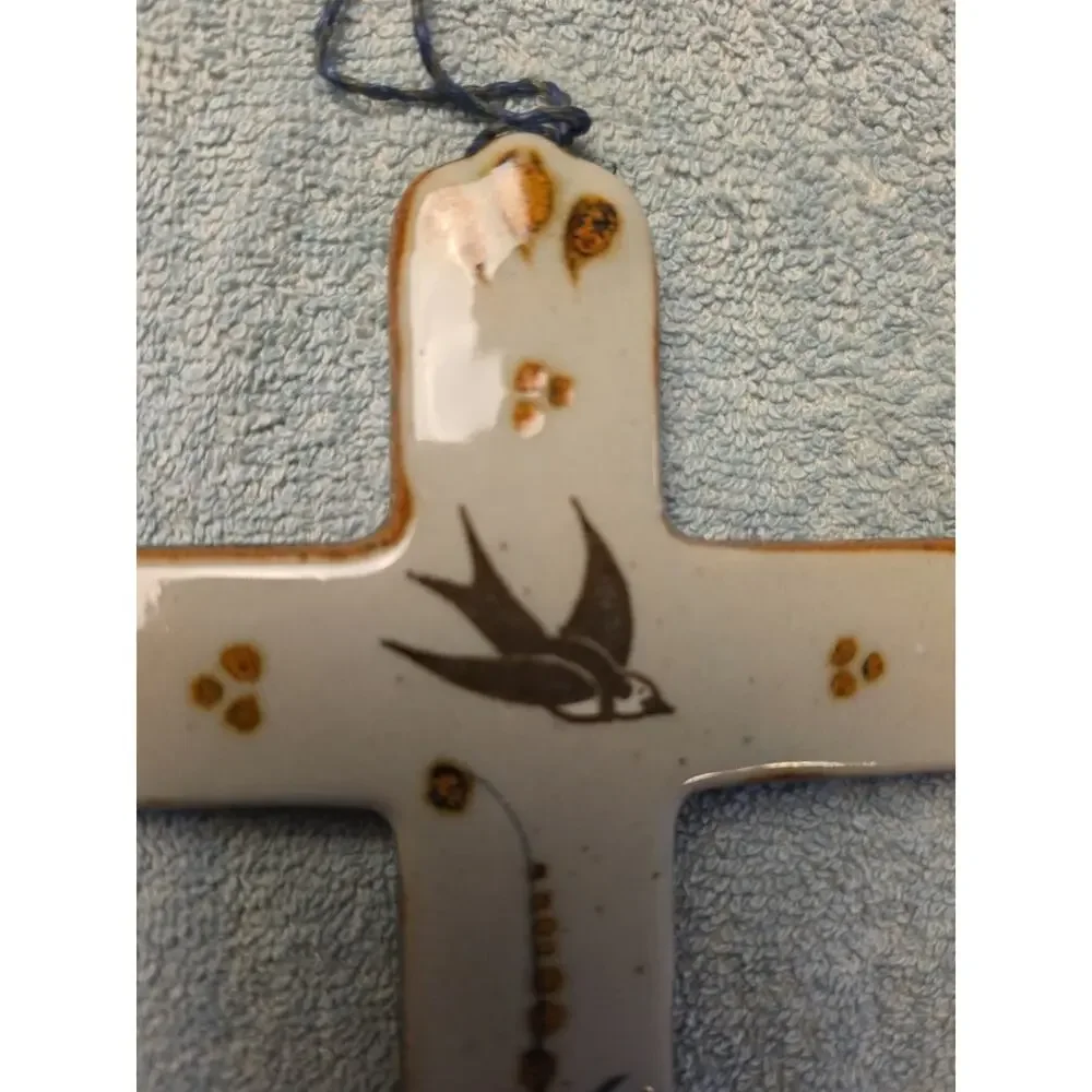 Vintage Tonala Mexican Ceramic Cross